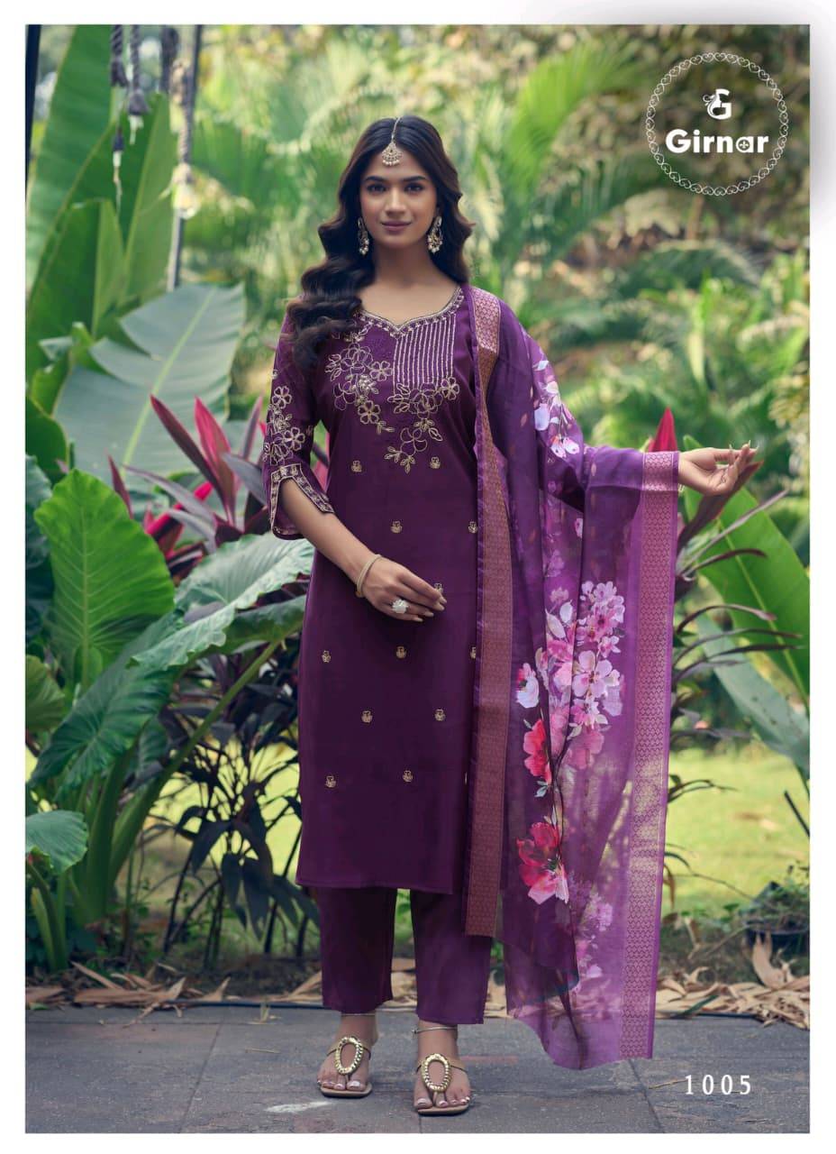  DHVANI VOL-1 By Girnar 1001 To 1008 Series Beautiful Festive Suits Colourful Stylish ROMAN SILK readymade dresses At Wholesale Price